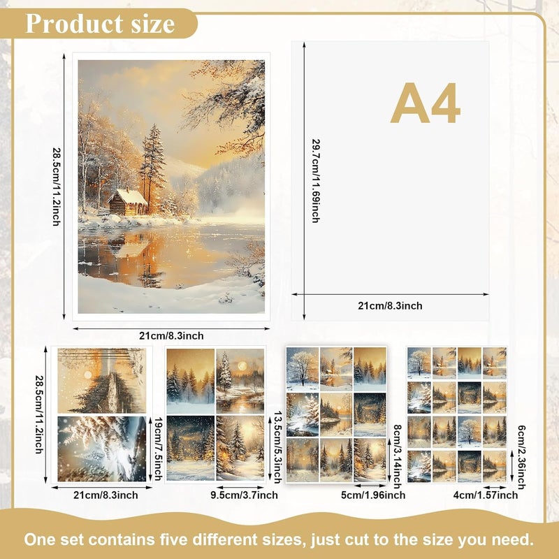 Watersay 20 Pcs Decoupage Paper 8.3"x11.2" Christmas Decoupage Paper Pack Papers Retro for Craft and Scrapbooking(Winter) - Image 4